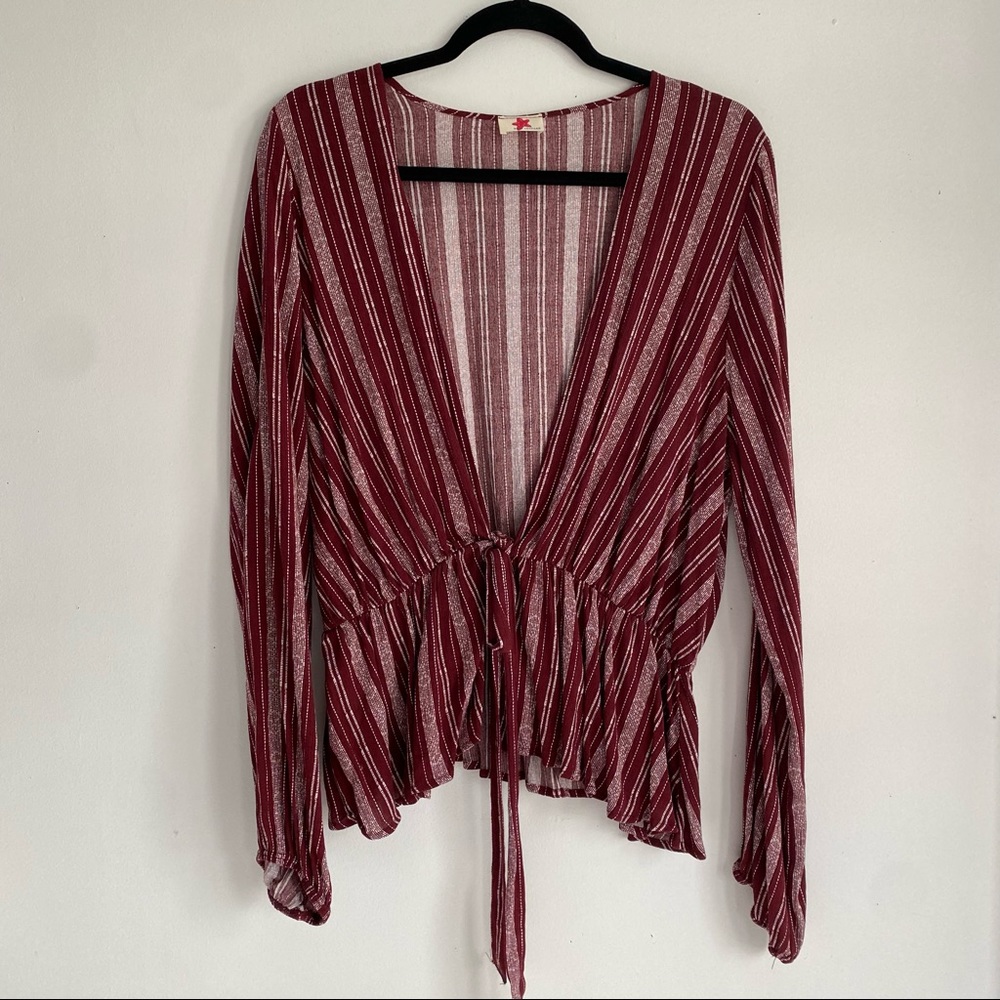 🟠 PLUS Tie Closure Peplum Top XL